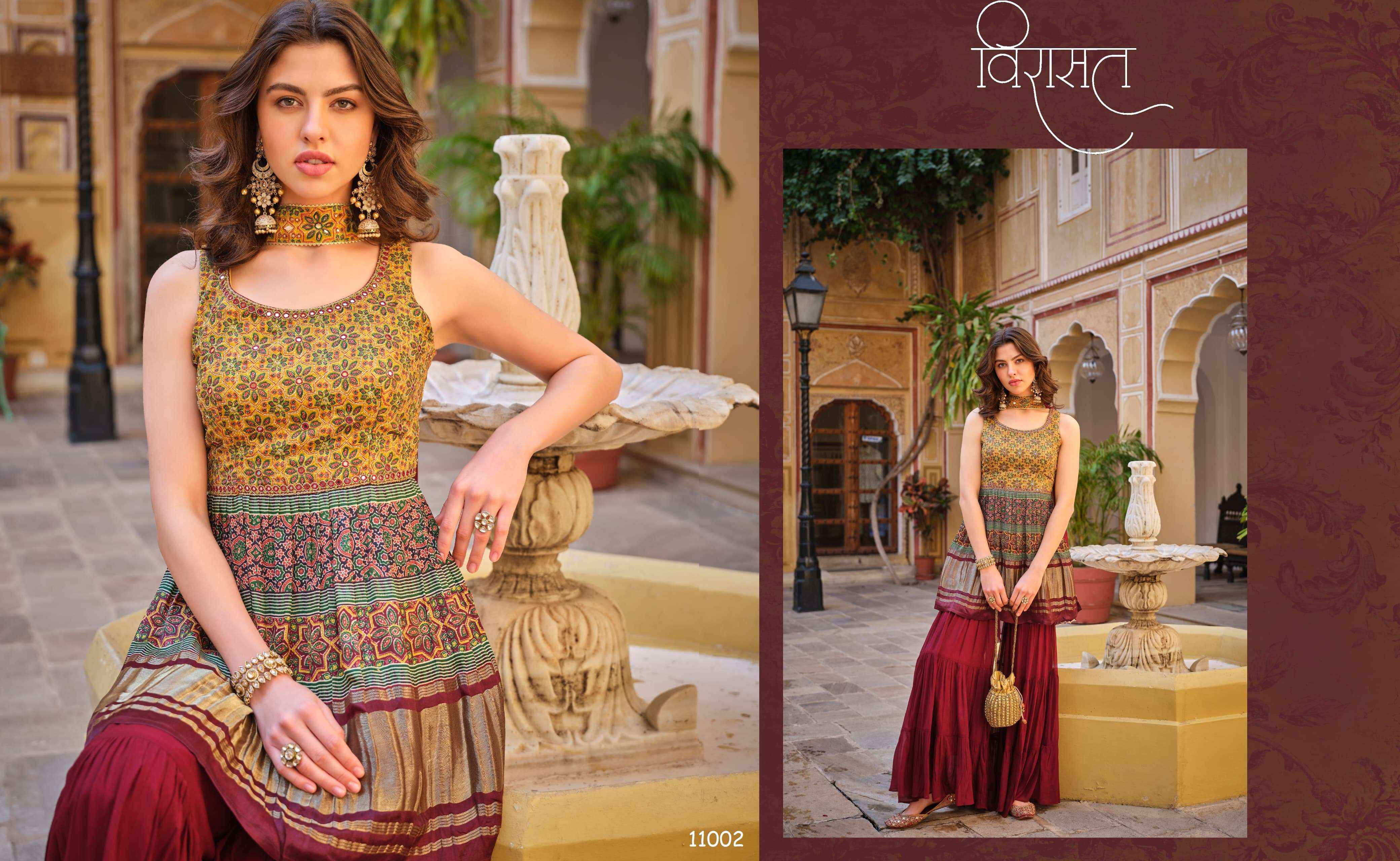 VIRASAT NOOR DESIGNER TOP WITH SHARARA COLLECTION ( 4 PCS CATALOG )