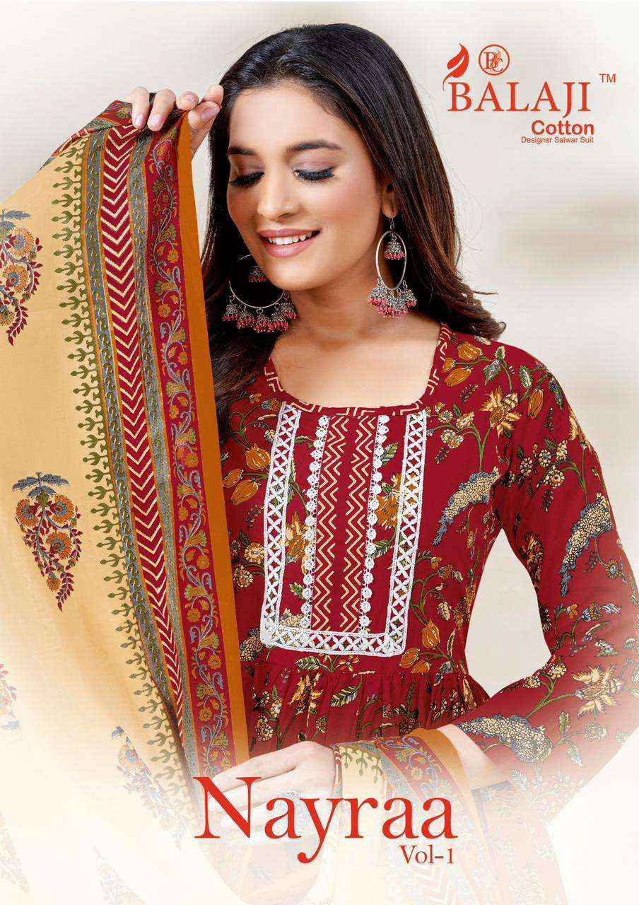 Balaji Cotton Nayraa Vol 1 Cotton Nayra Style Readymade Suits ( 12 Pcs Catalog )