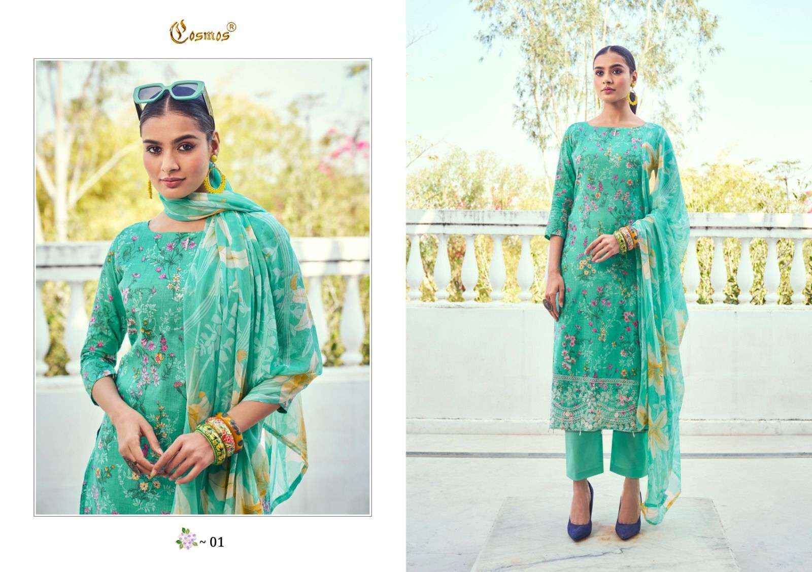 COSMOS FASHION NOOR PRINTKARI VOL-1 CHIKANKARI WORK SUITS ( 10 PCS CATALOG )