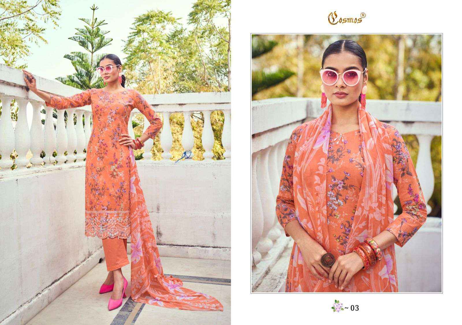 COSMOS FASHION NOOR PRINTKARI VOL-1 CHIKANKARI WORK SUITS ( 10 PCS CATALOG )