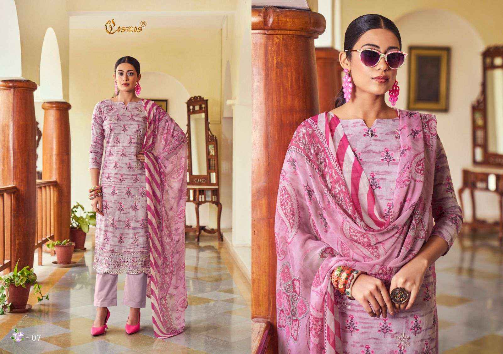 COSMOS FASHION NOOR PRINTKARI VOL-1 CHIKANKARI WORK SUITS ( 10 PCS CATALOG )