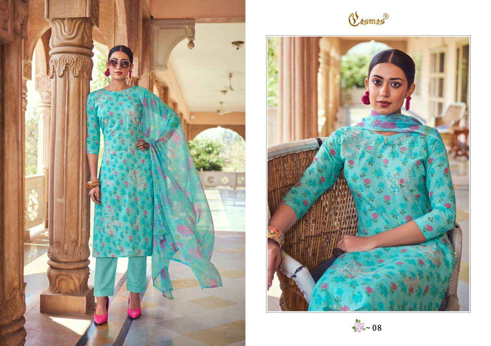 COSMOS FASHION NOOR PRINTKARI VOL-1 CHIKANKARI WORK SUITS ( 10 PCS CATALOG )