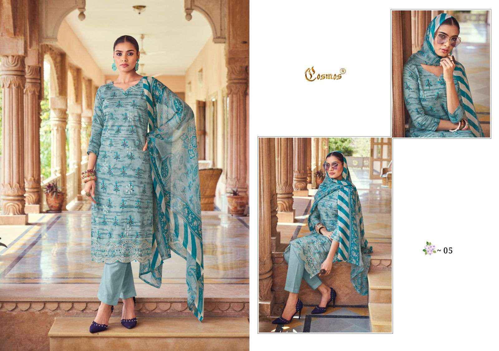 COSMOS FASHION NOOR PRINTKARI VOL-1 CHIKANKARI WORK SUITS ( 10 PCS CATALOG )