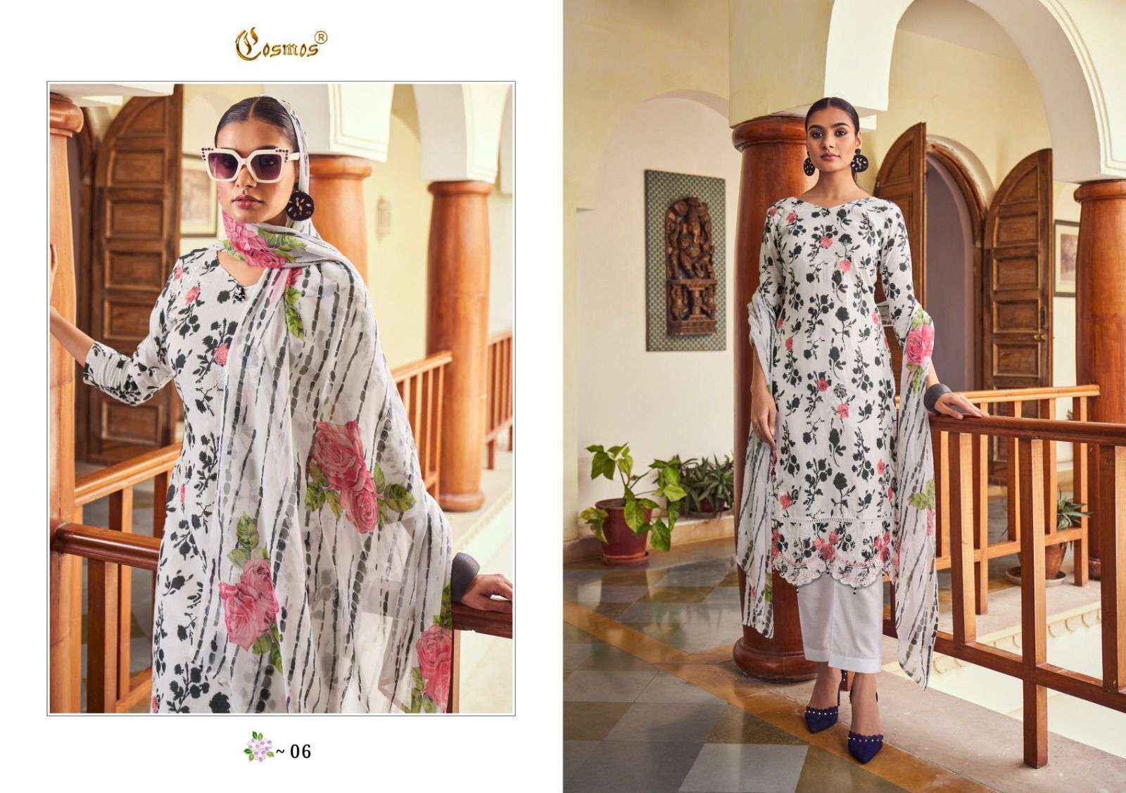 COSMOS FASHION NOOR PRINTKARI VOL-1 CHIKANKARI WORK SUITS ( 10 PCS CATALOG )