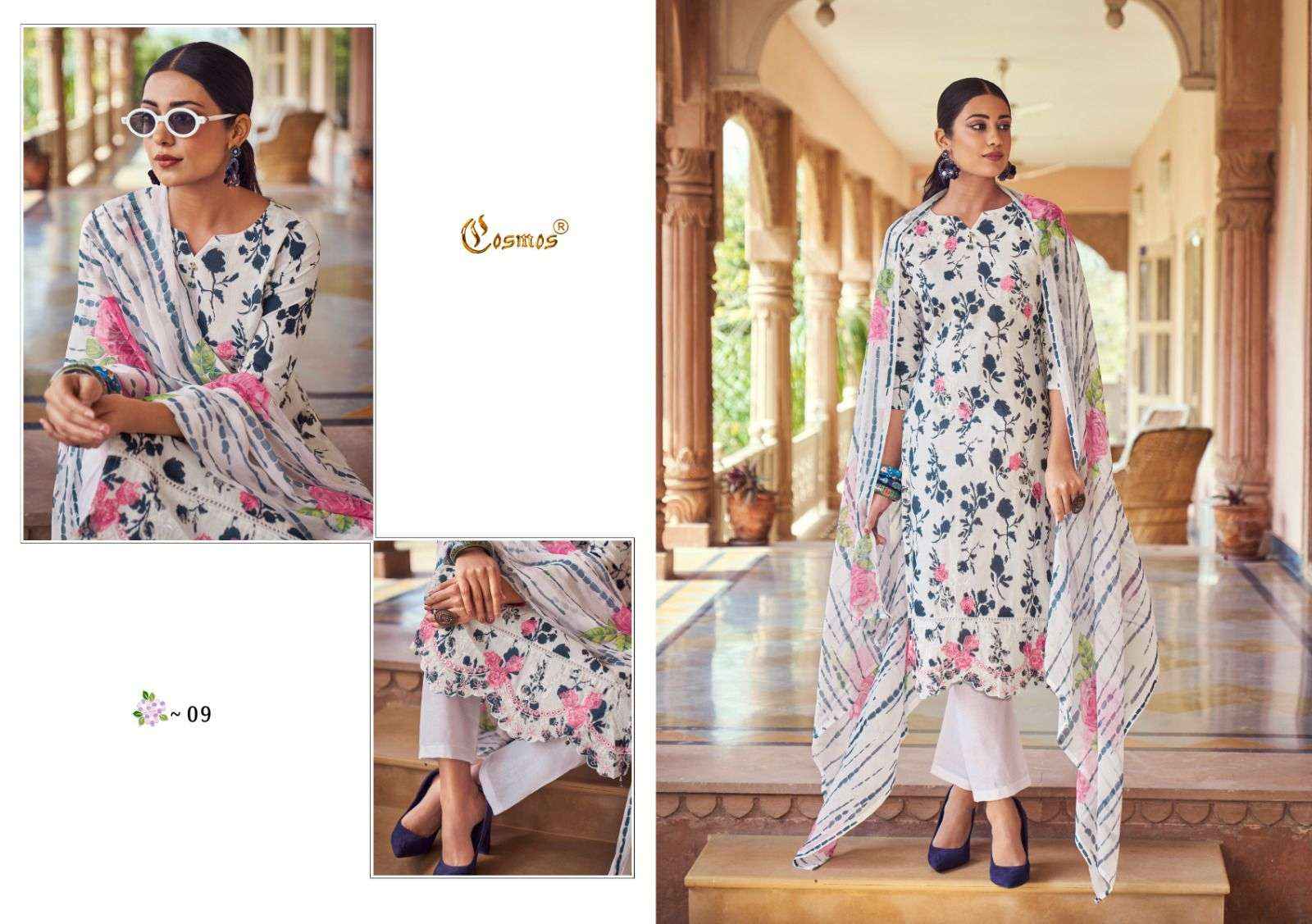 COSMOS FASHION NOOR PRINTKARI VOL-1 CHIKANKARI WORK SUITS ( 10 PCS CATALOG )