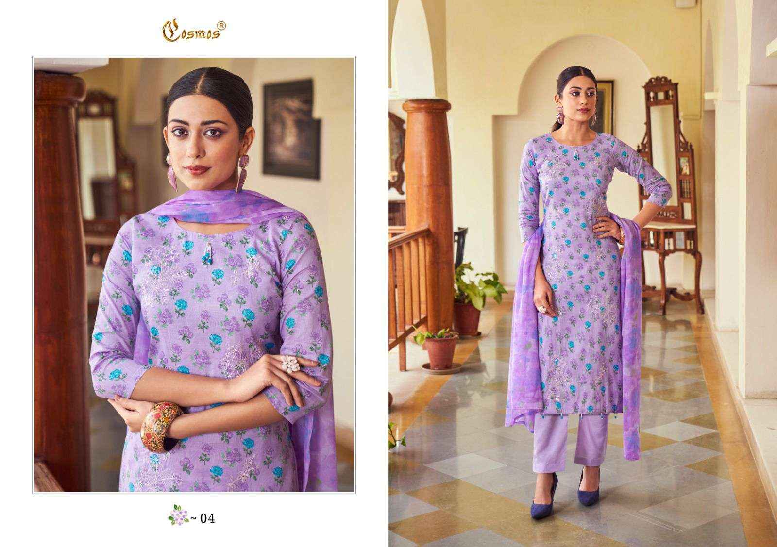 COSMOS FASHION NOOR PRINTKARI VOL-1 CHIKANKARI WORK SUITS ( 10 PCS CATALOG )