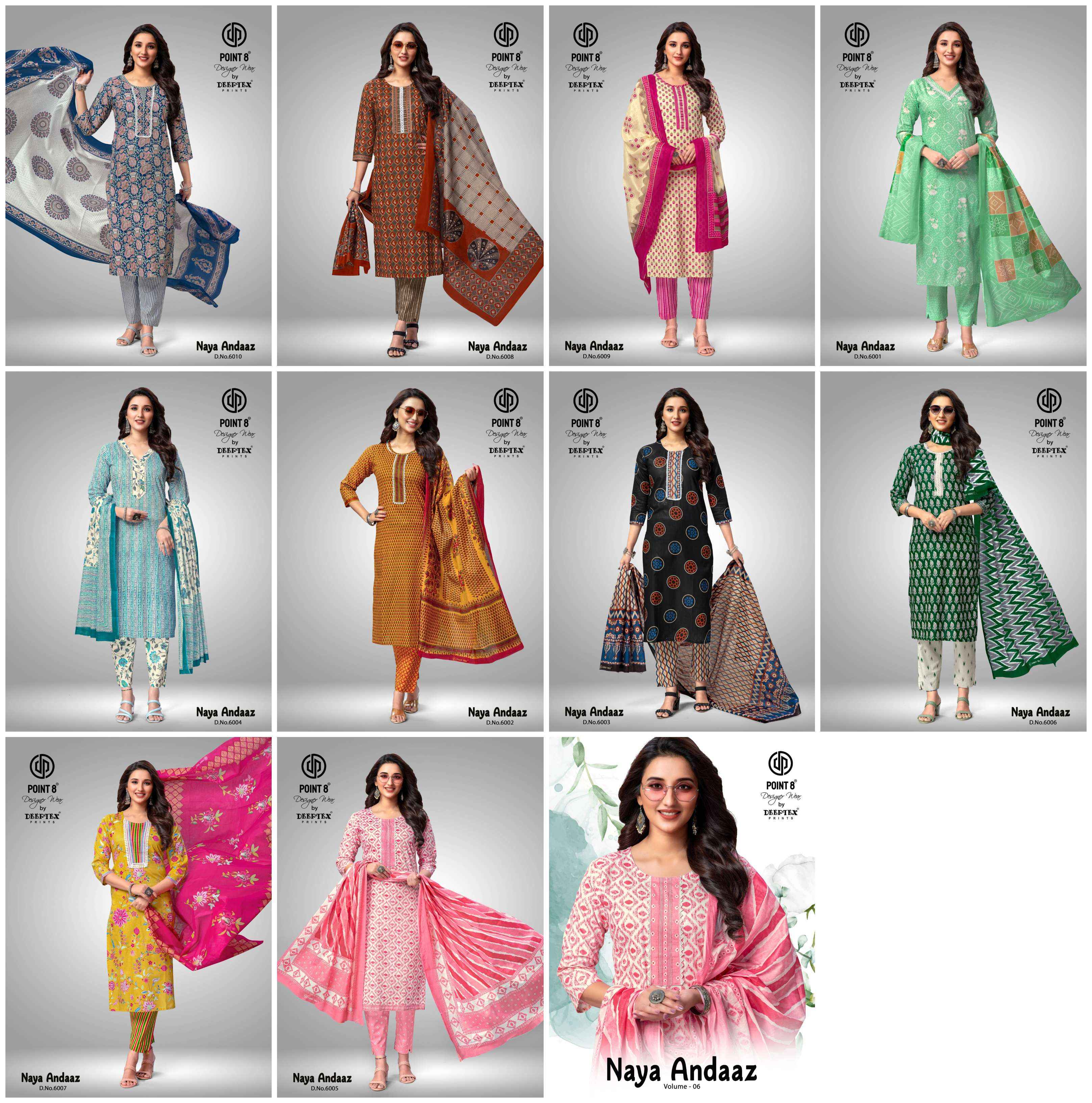 DEEPTEX PRINTS NAYA ANDAAZ VOL 6 COTTON READYMADE SUITS ( 10 PCS CATALOG )