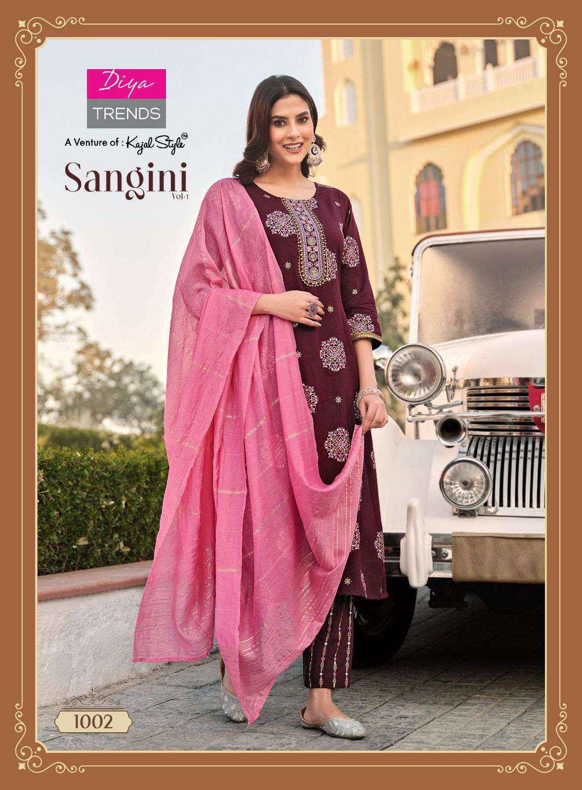 DIYA TRENDS SANGINI VOL 1 DESIGNER KURTI PANT AND DUPATTA ( 10 PCS CATALOGF )