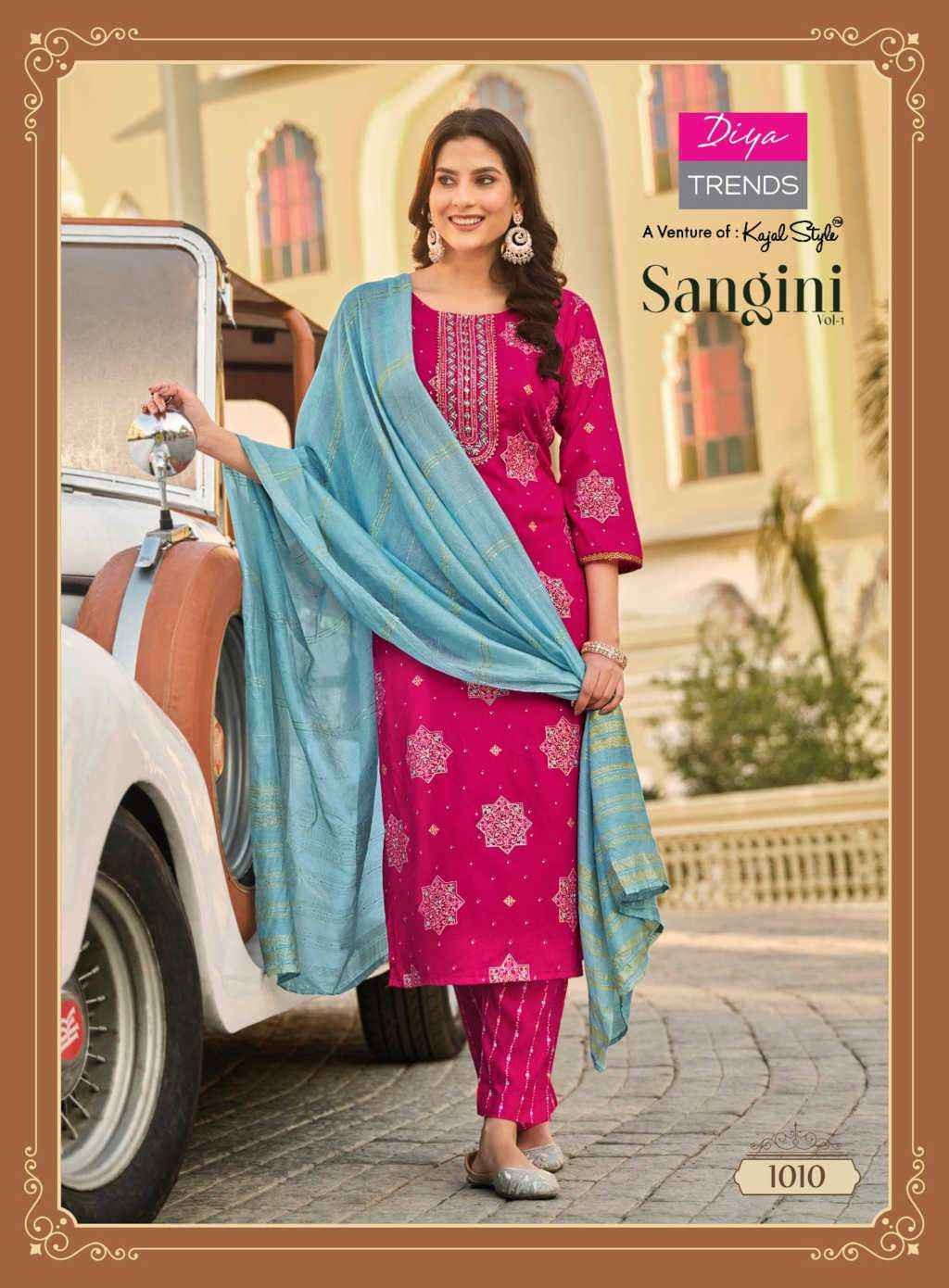 DIYA TRENDS SANGINI VOL 1 DESIGNER KURTI PANT AND DUPATTA ( 10 PCS CATALOGF )