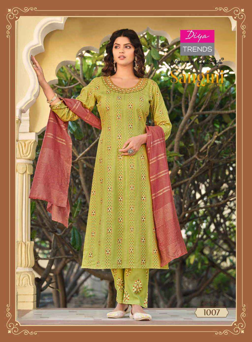 DIYA TRENDS SANGINI VOL 1 DESIGNER KURTI PANT AND DUPATTA ( 10 PCS CATALOGF )