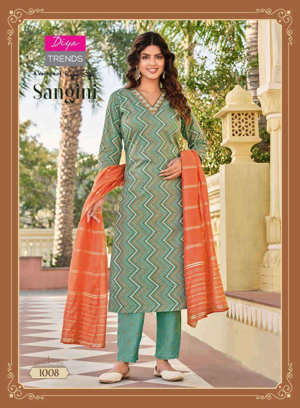 DIYA TRENDS SANGINI VOL 1 DESIGNER KURTI PANT AND DUPATTA ( 10 PCS CATALOGF )