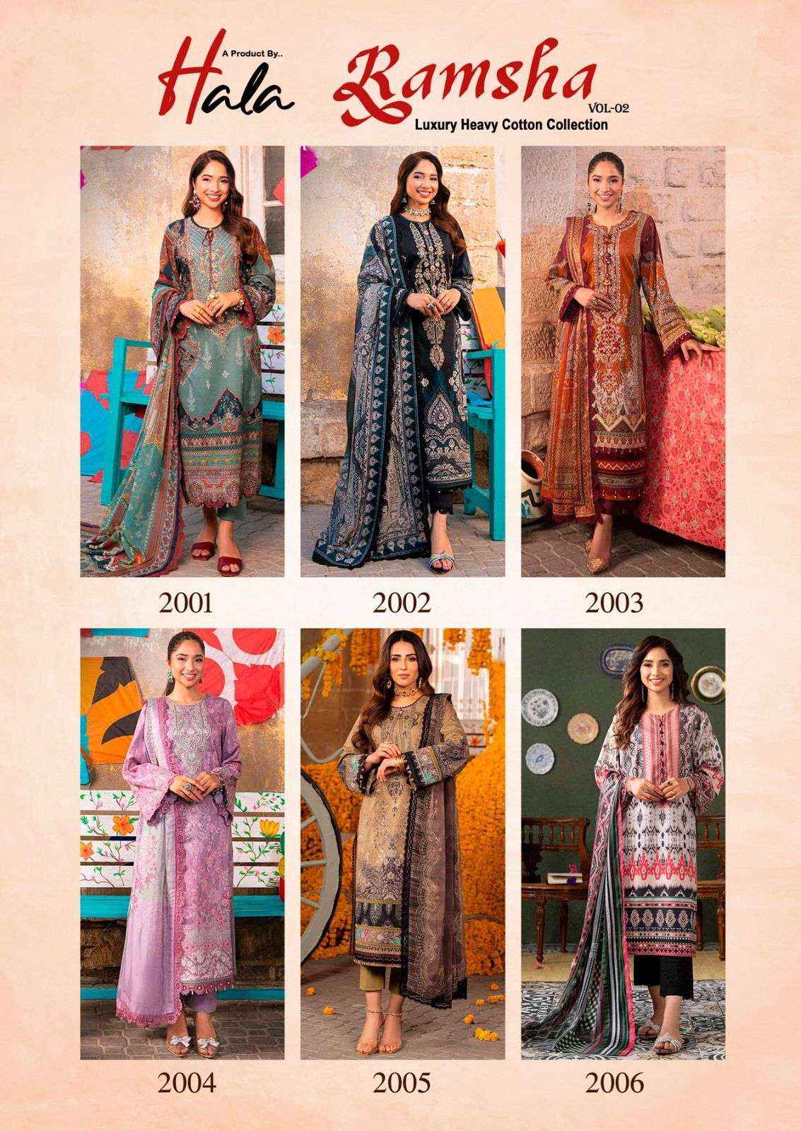 HALA RAMSHA VOL 2 COTTON KARACHI PAKISTANI SUITS ( 6 PCS CATALOG )