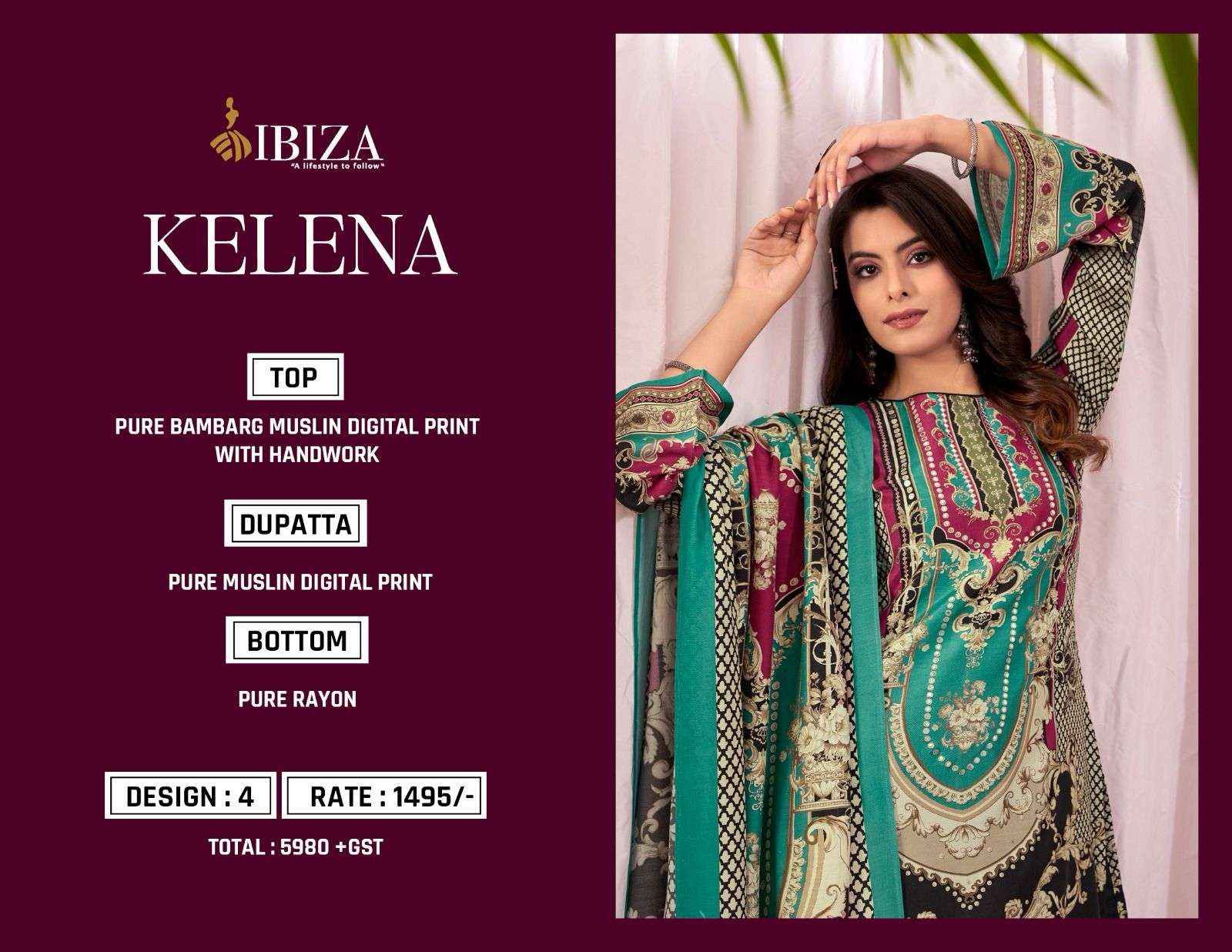 IBIZA KELENA MUSLIN FANCY DESIGNER SUITs ( 4 PCS CATALOG )