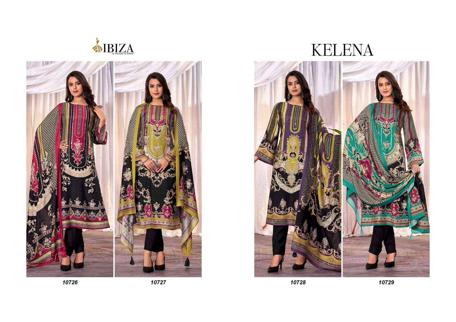 IBIZA KELENA MUSLIN FANCY DESIGNER SUITs ( 4 PCS CATALOG )