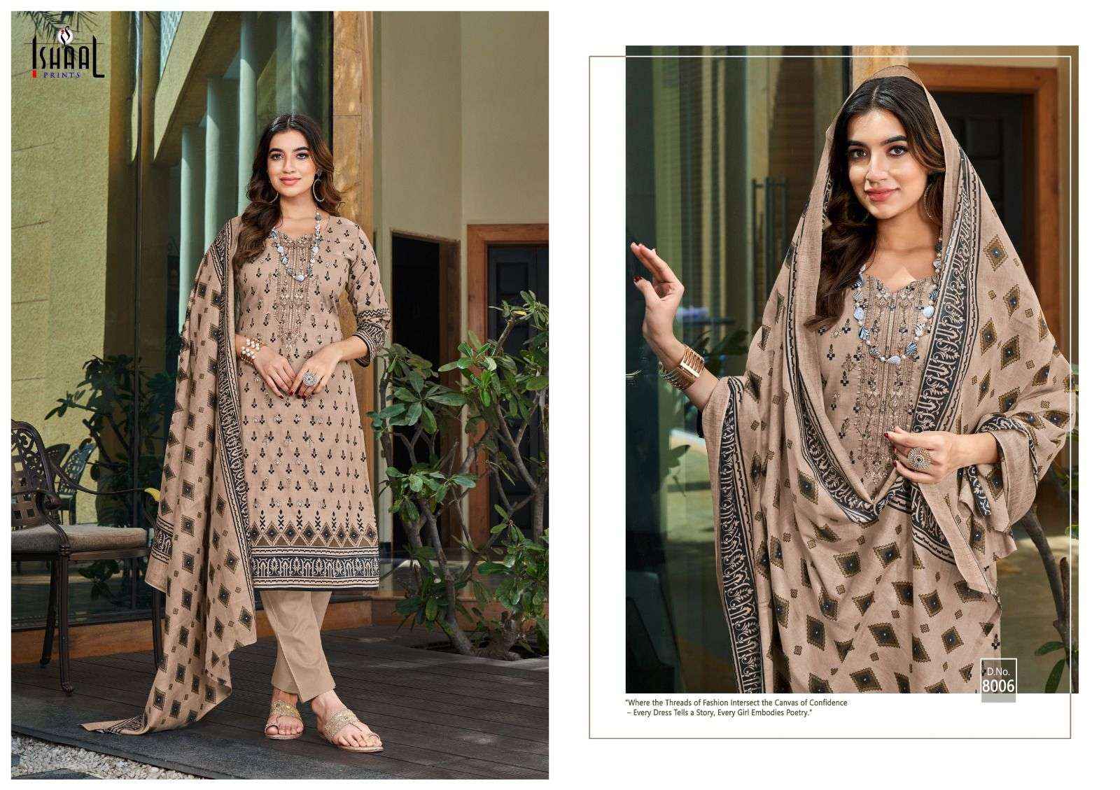 ISHAAL PRINTS EMBROIDERED VOL 8 LAWN SALWAR SUITS ( 10 PCS CATALOG )