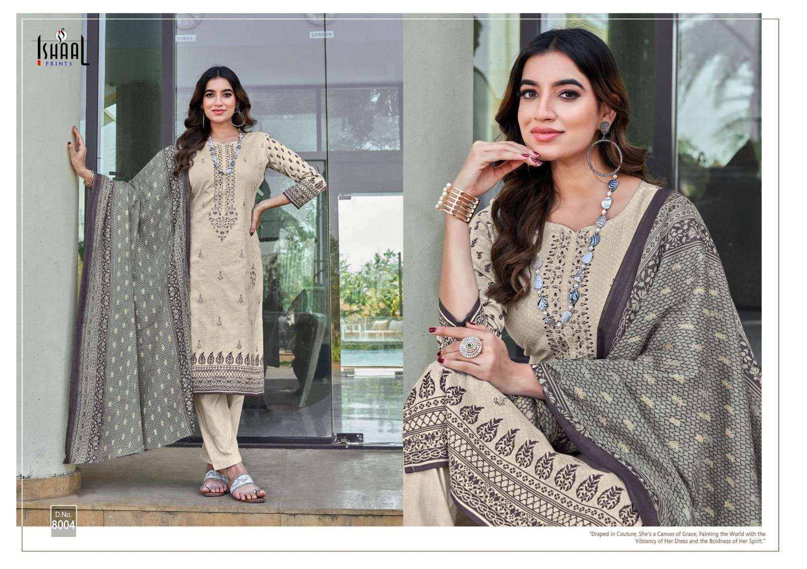 ISHAAL PRINTS EMBROIDERED VOL 8 LAWN SALWAR SUITS ( 10 PCS CATALOG )