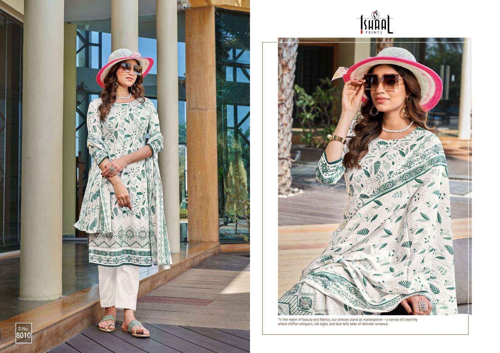 ISHAAL PRINTS EMBROIDERED VOL 8 LAWN SALWAR SUITS ( 10 PCS CATALOG )