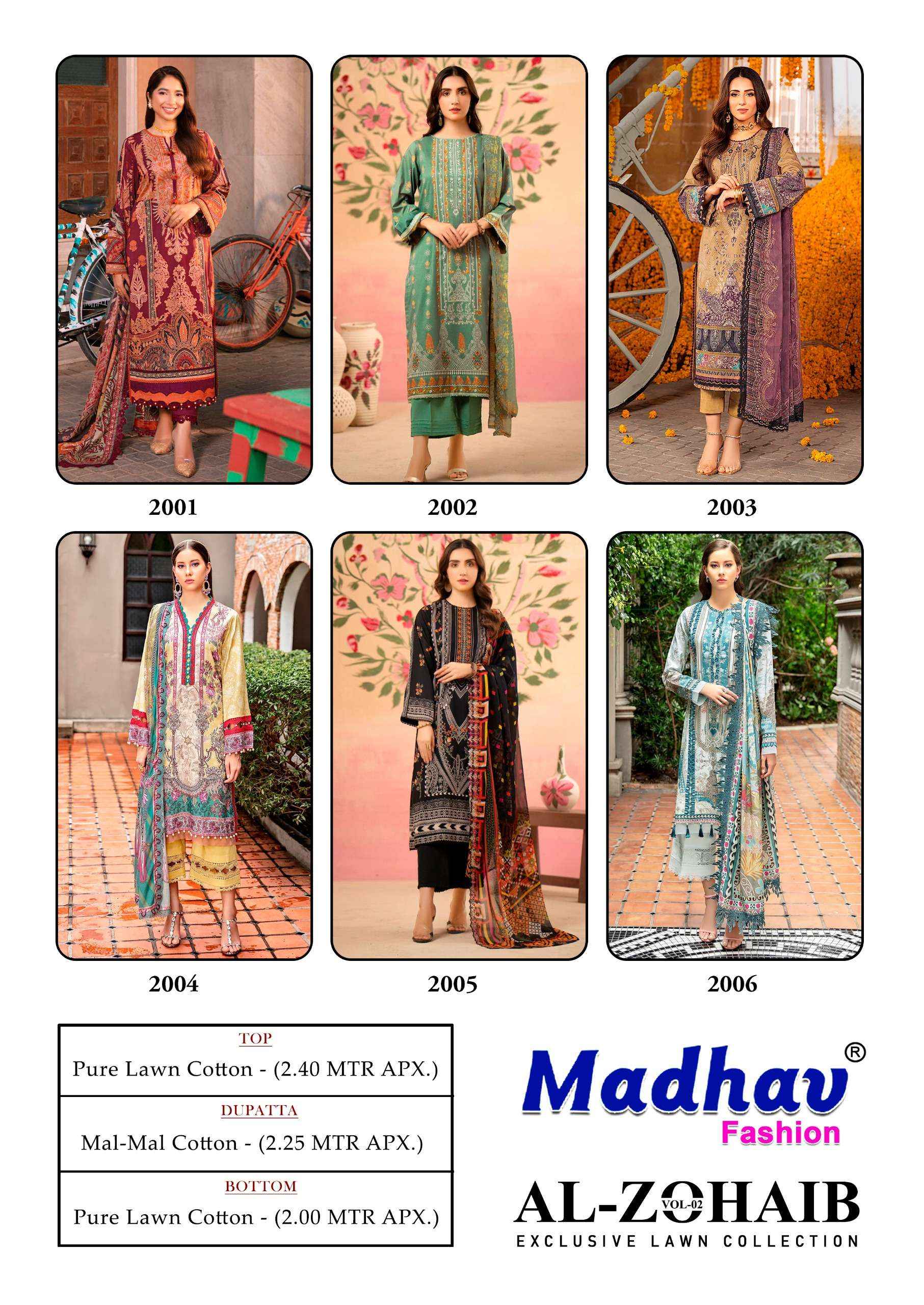 MADHAV FASHION AL ZOHAIB VOL 2 DRESS MATERIAL ( 6 PCS CATALOG )