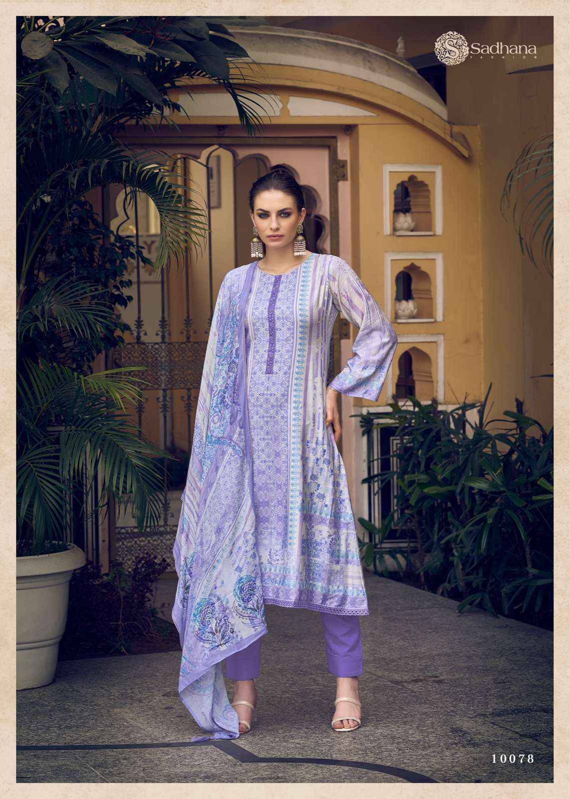 SADHANA FASHION RYSSA MUSLIN SILK DESIGNER DRESS MATERIAL ( 8 PCS CATALOG )