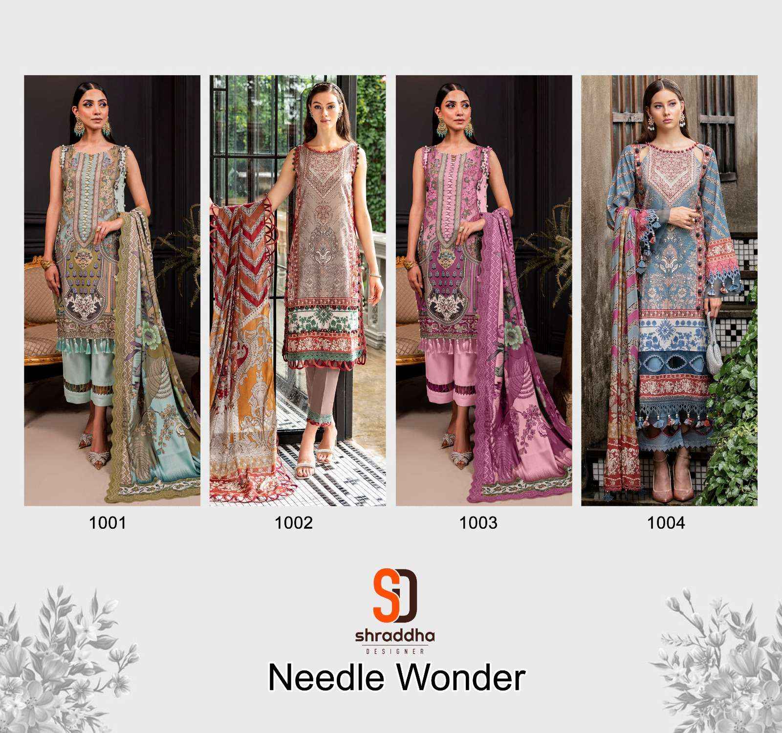 SHARADDHA DESIGNER NEEDLE WONDER VOL 1 PAKISTANI SUITS ( 4 PCS CATALOG )