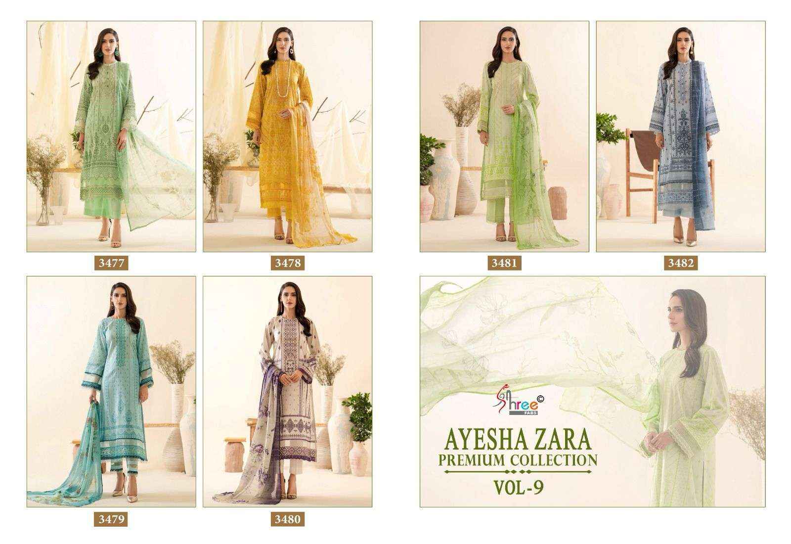 SHREE FABS AYESHA ZARA PREMIUM COLLECTION VOL-9 PAKISTANI SUITS ( 6 PCS CATALOG )