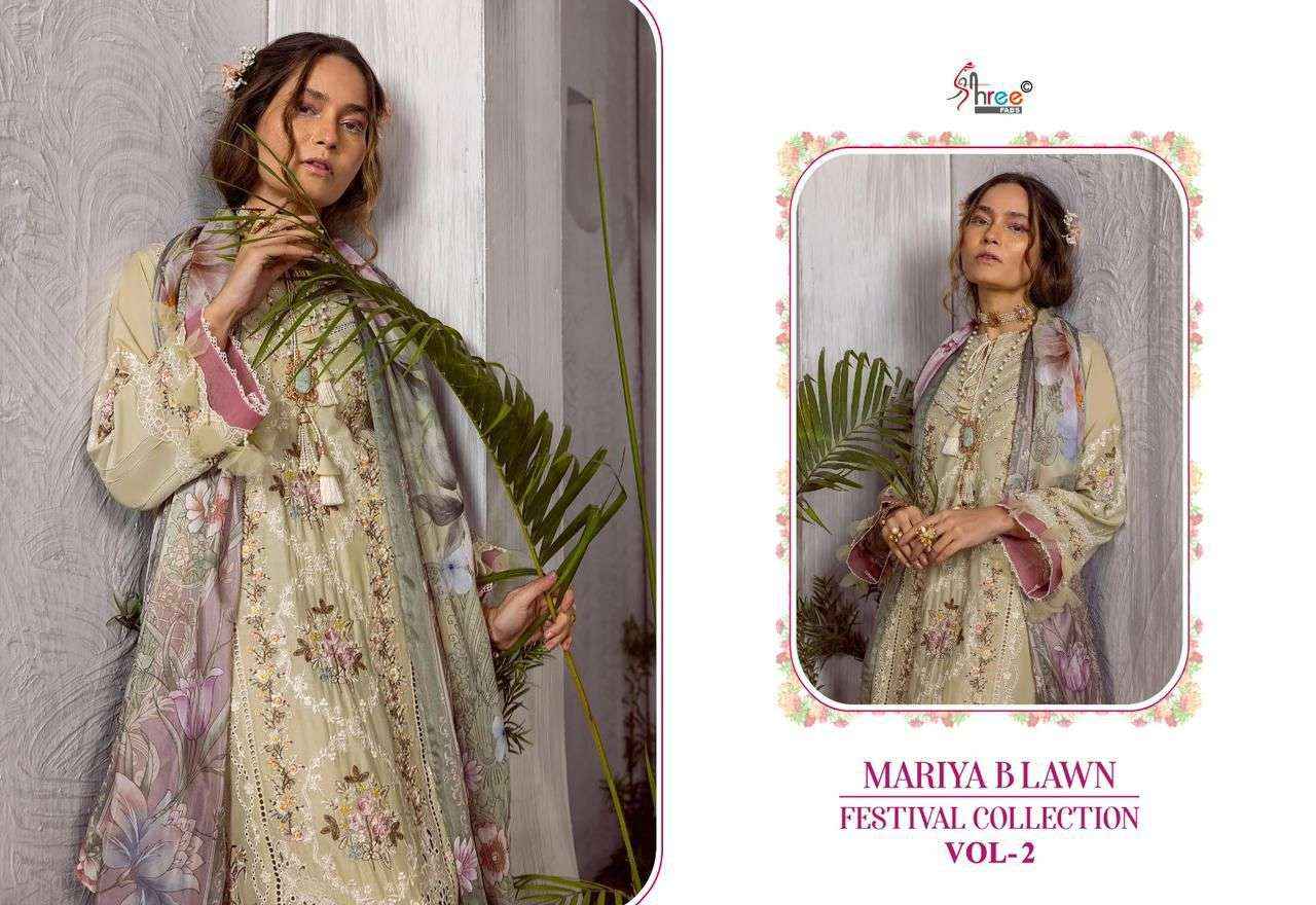 Shree Fabs Mariya B Lawn Festival Collection Vol 2 Dress Material ( 6 Pcs Catalog ) Chiffon Dupatta