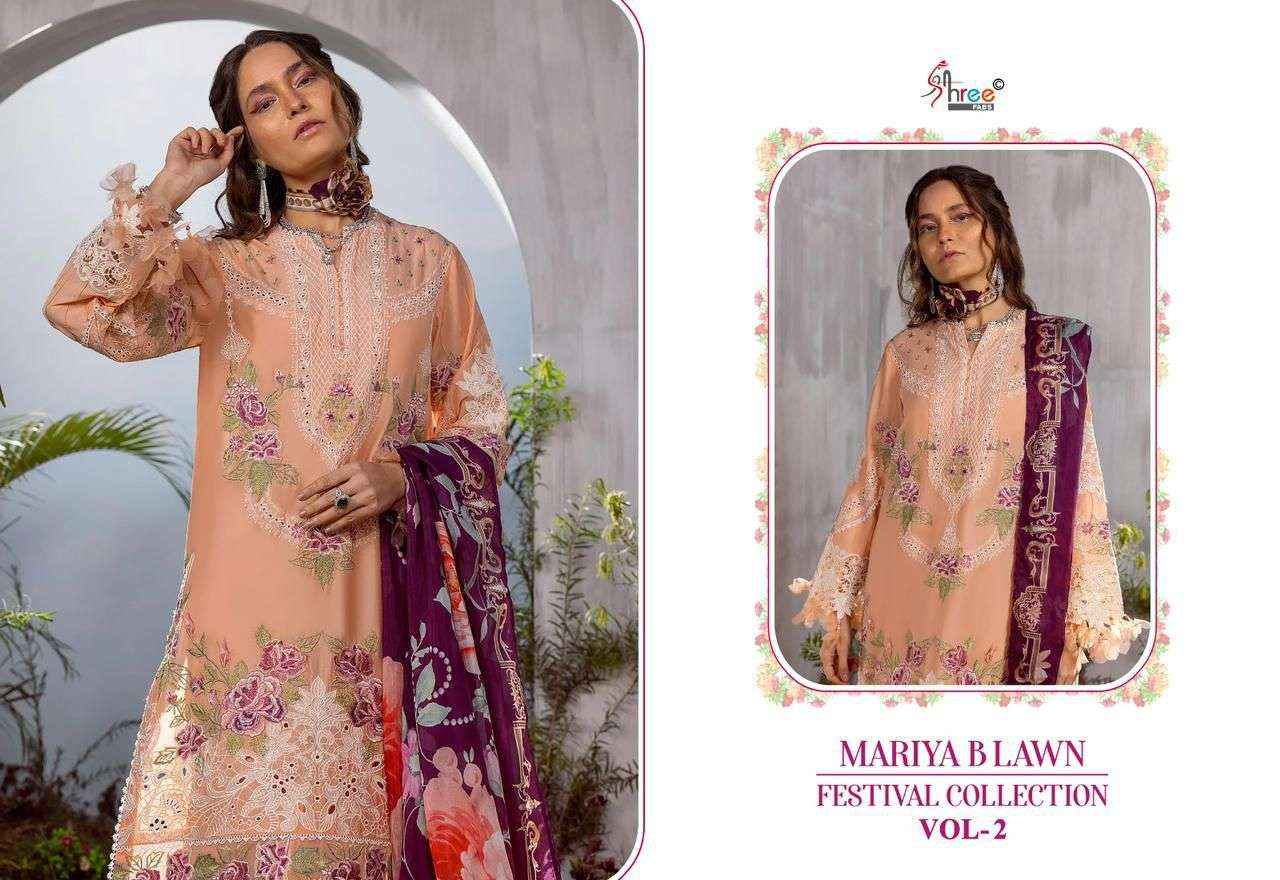 Shree Fabs Mariya B Lawn Festival Collection Vol 2 Pakistani Suits ( 6 pcs catalog ) Cotton Dupatta