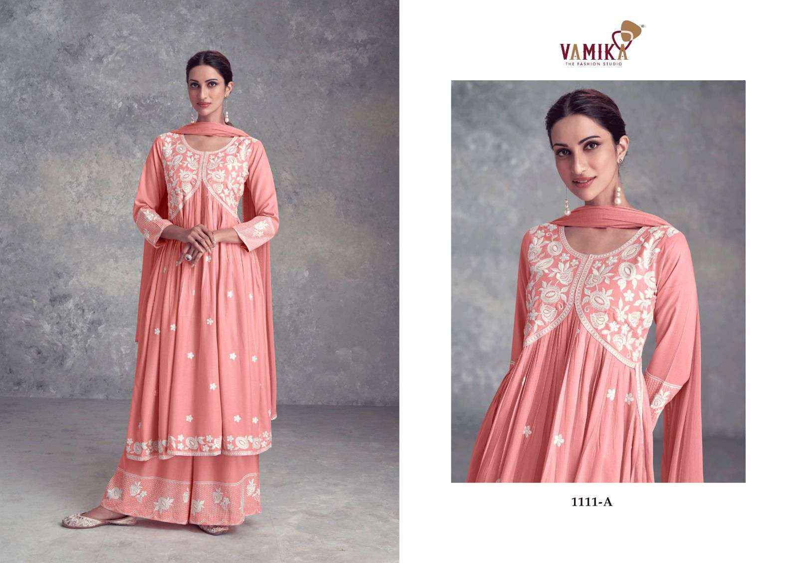 VAMIKA AADHIRA VOL 9 LAKHNOWI READYMADE SUITS ( 5 PCS CATALOG )