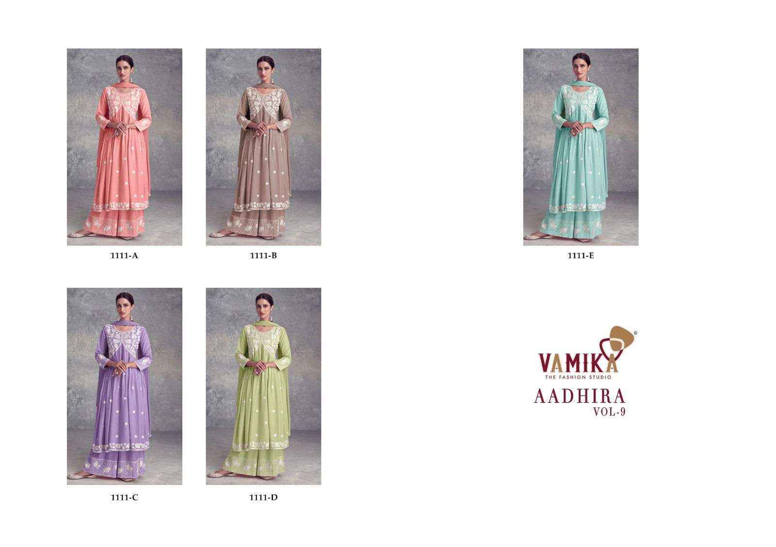 VAMIKA AADHIRA VOL 9 LAKHNOWI READYMADE SUITS ( 5 PCS CATALOG )