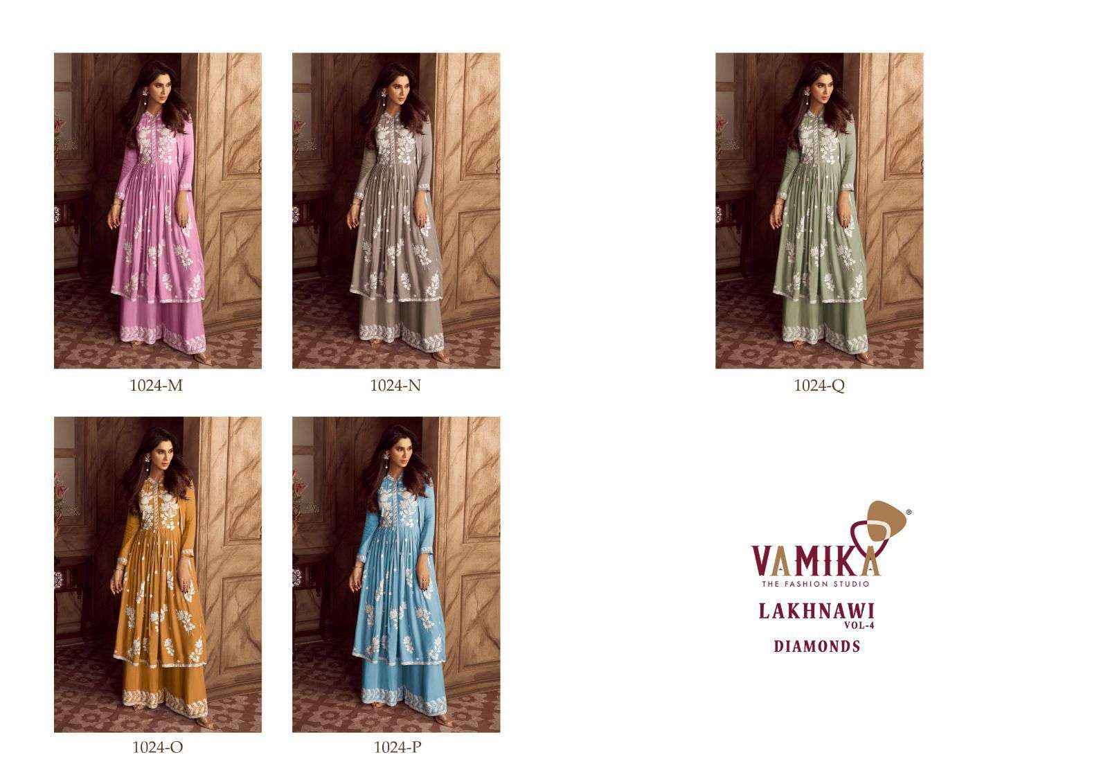 VAMIKA LAKHNAVI VOL-4 DESIGNER READYMADE SUITS ( 5 PCS CATALOG )