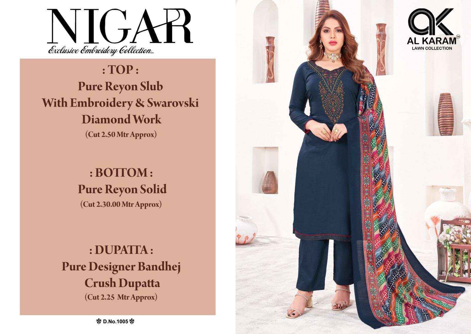 AL KARAM NIGAR RAYON DRESS MATERIAL ( 6 PCS CATALOG )