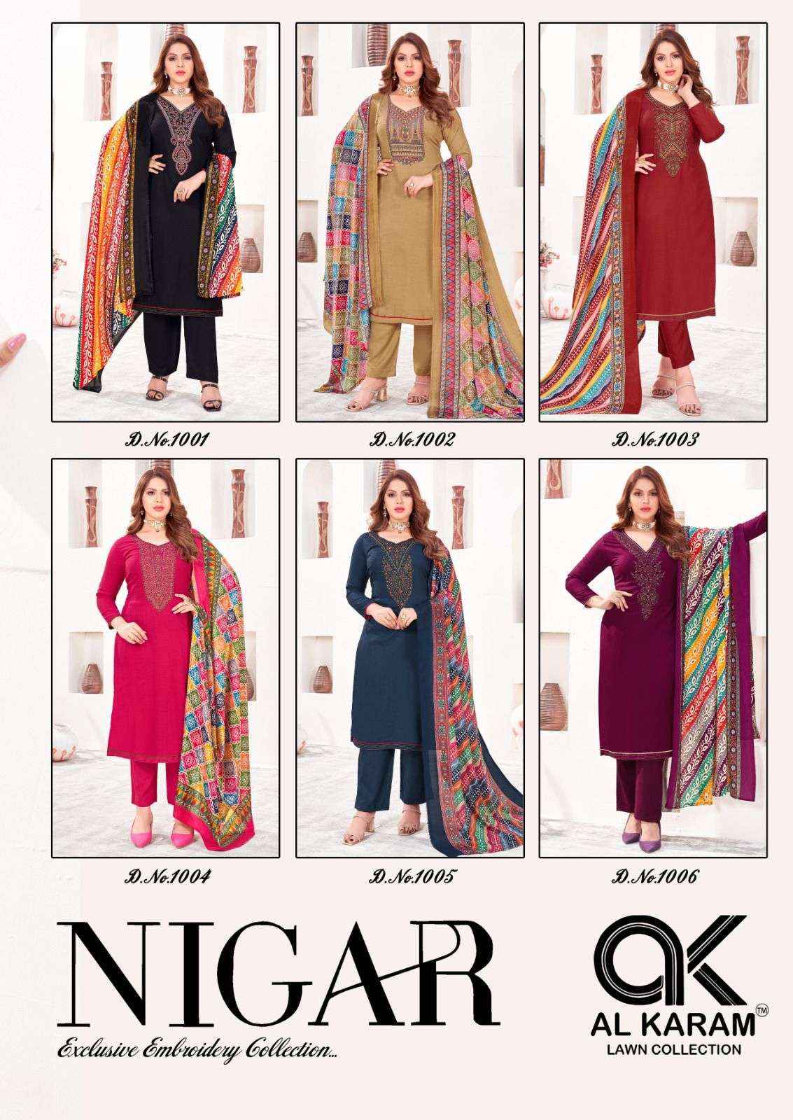 AL KARAM NIGAR RAYON DRESS MATERIAL ( 6 PCS CATALOG )