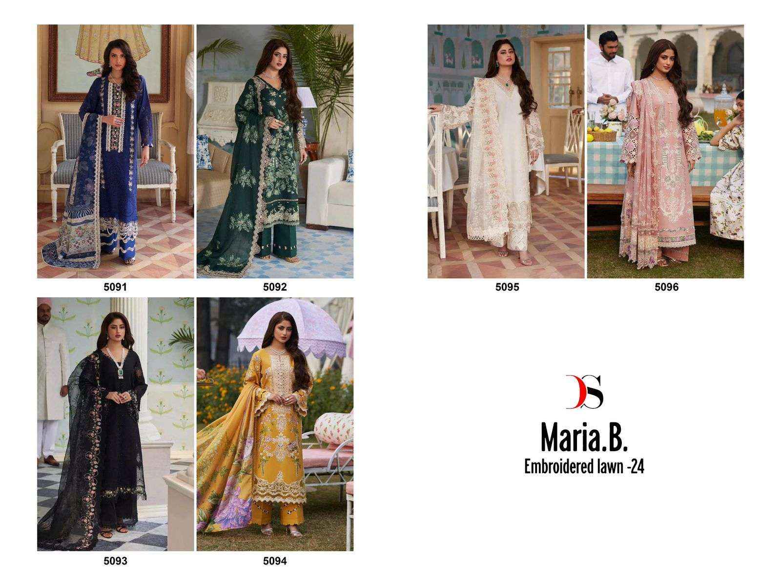 Deepsy Maria B Embroidered Lawn 24 Designer Dress Material ( 6 Pcs Catalog )