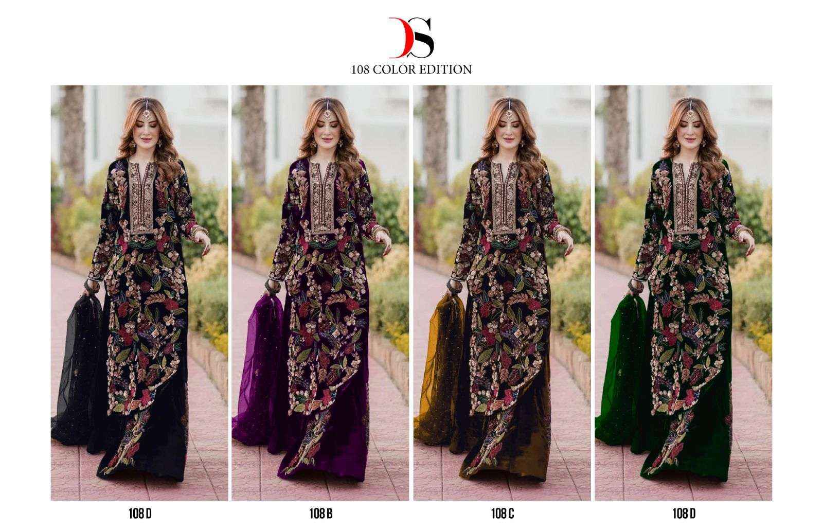 DEEPSY SUITS D NO 108 HEAVY EMBROIDERY DESIGNER SUIT ( 4 PCS CATALOG )