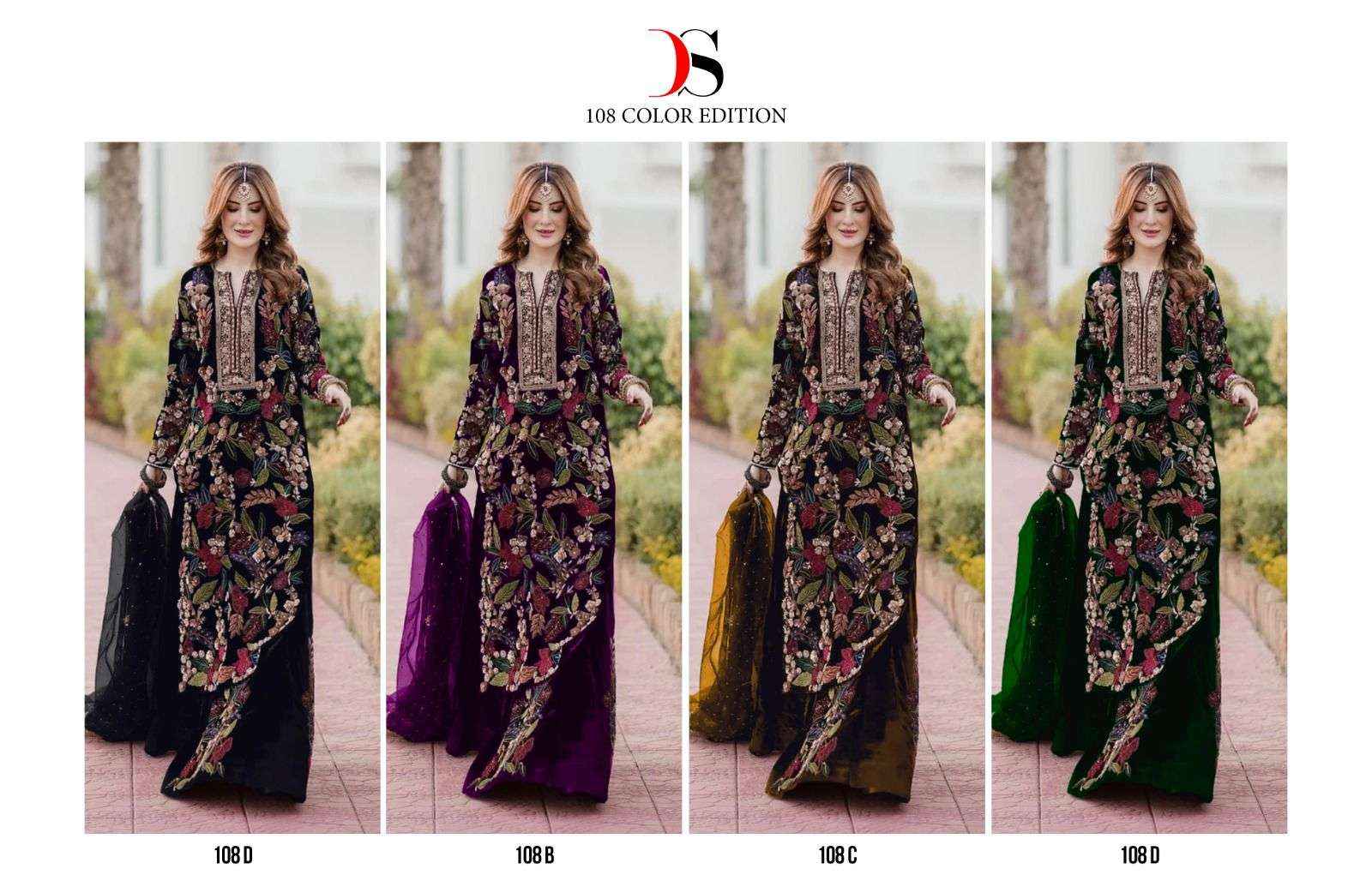 DEEPSY SUITS D NO 108 HEAVY EMBROIDERY DESIGNER SUIT ( 4 PCS CATALOG )