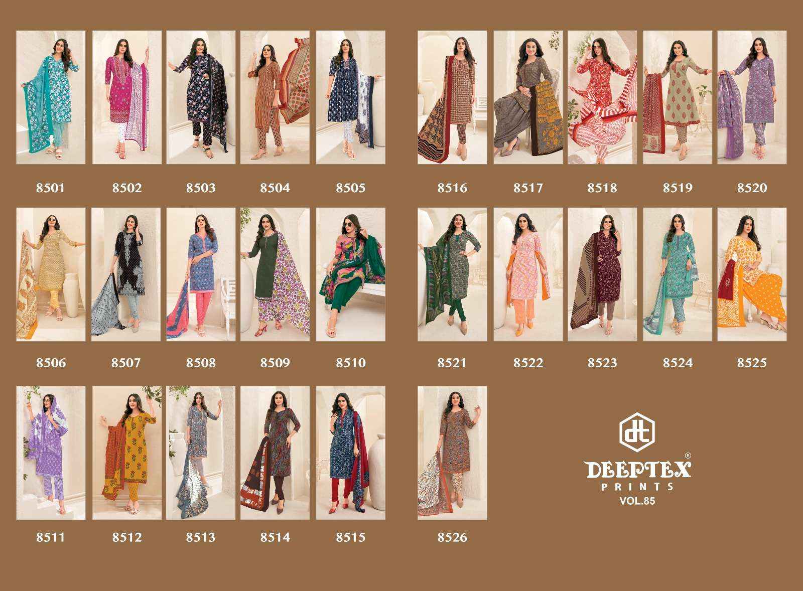 DEEPTEX PRINTS MISS INDIA VOL 85 COTTON PRINT DRESS MATERIAL ( 26 PCS CATALOG )