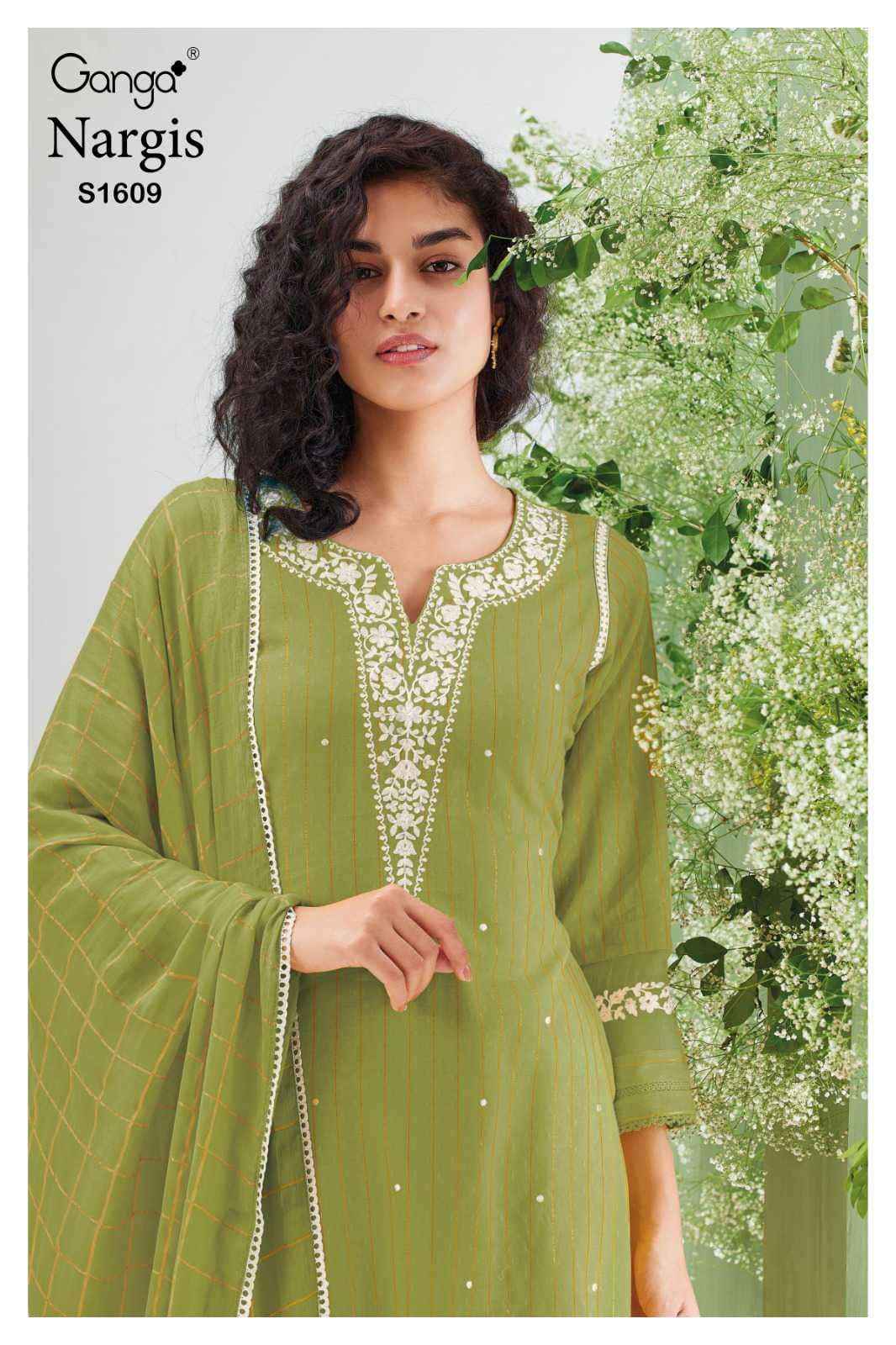 Ganga Fashion Nargis 1609 Festive Wear Jacquard Dress Material ( 6 Pcs Catalog )