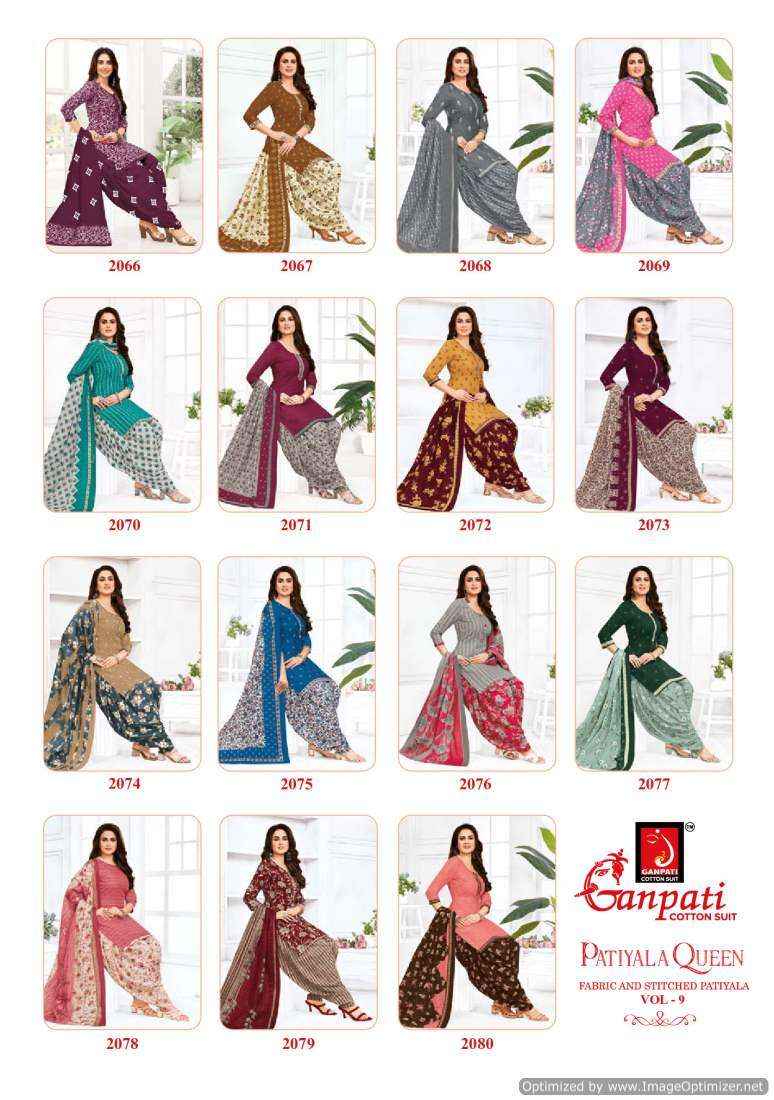 Ganpati Cotton Patiyala Queen Vol 9 Salwar Suits ( 15 Pcs Catalog )