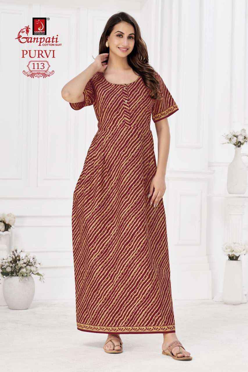 Ganpati Purvi Vol-1Pure Cotton Night Gown ( 20 Pcs Catalog )