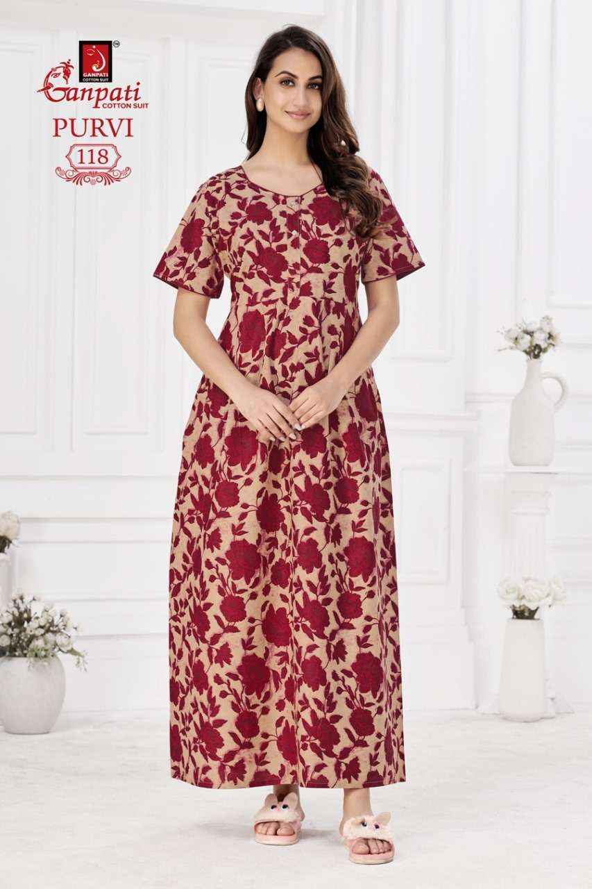 Ganpati Purvi Vol-1Pure Cotton Night Gown ( 20 Pcs Catalog )