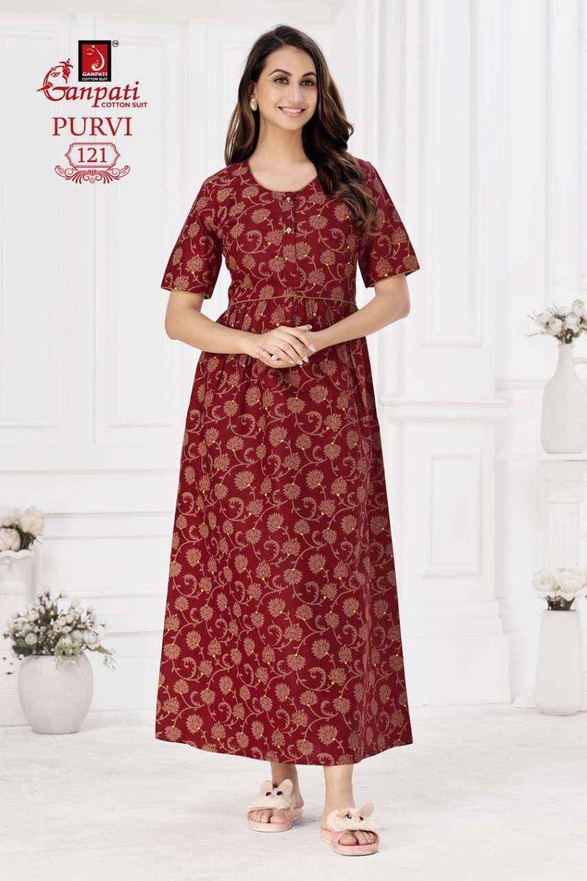 Ganpati Purvi Vol-1Pure Cotton Night Gown ( 20 Pcs Catalog )