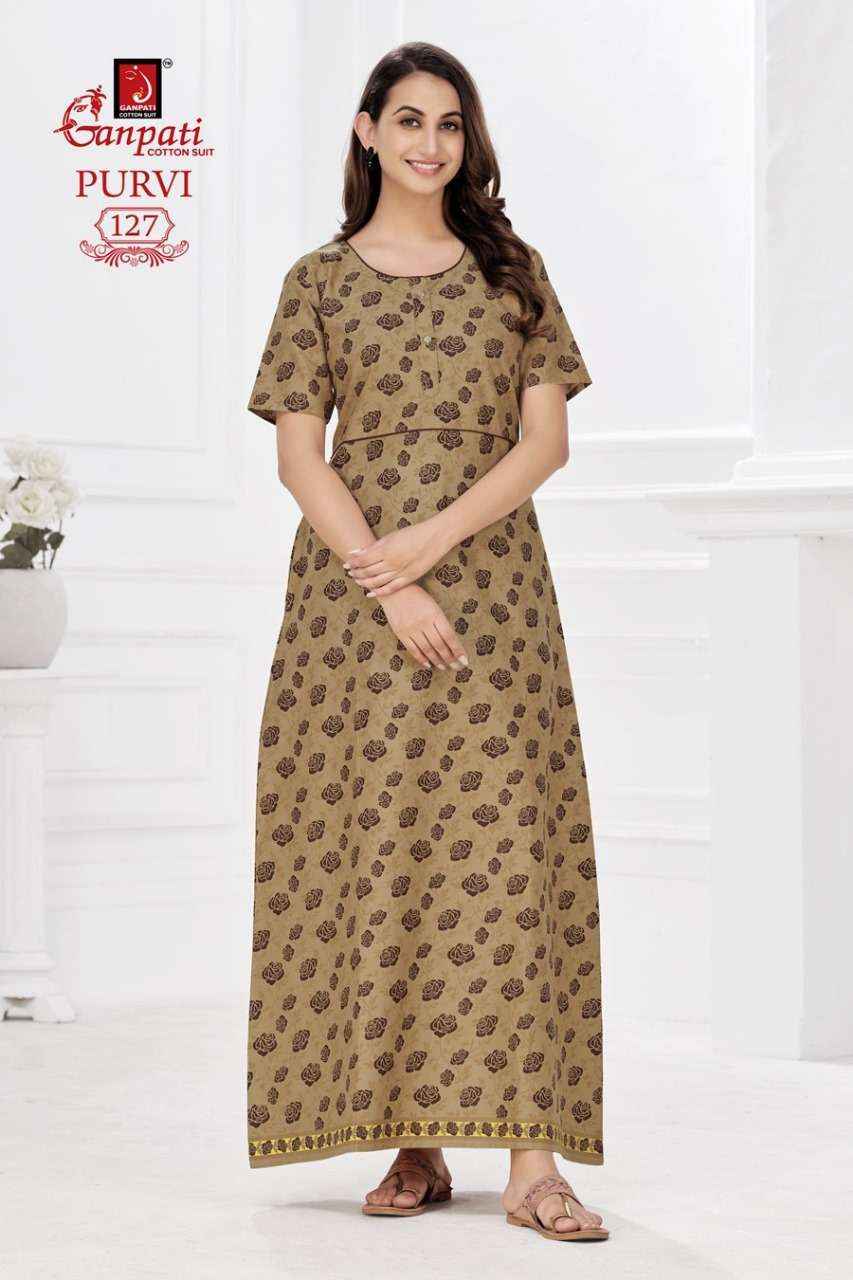 Ganpati Purvi Vol-1Pure Cotton Night Gown ( 20 Pcs Catalog )