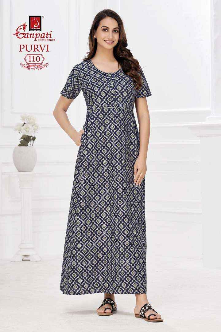 Ganpati Purvi Vol-1Pure Cotton Night Gown ( 20 Pcs Catalog )