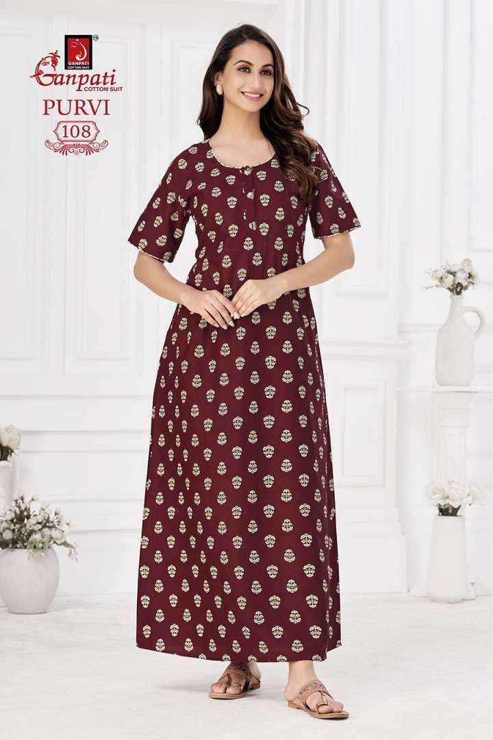 Ganpati Purvi Vol-1Pure Cotton Night Gown ( 20 Pcs Catalog )