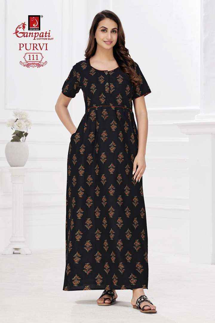 Ganpati Purvi Vol-1Pure Cotton Night Gown ( 20 Pcs Catalog )