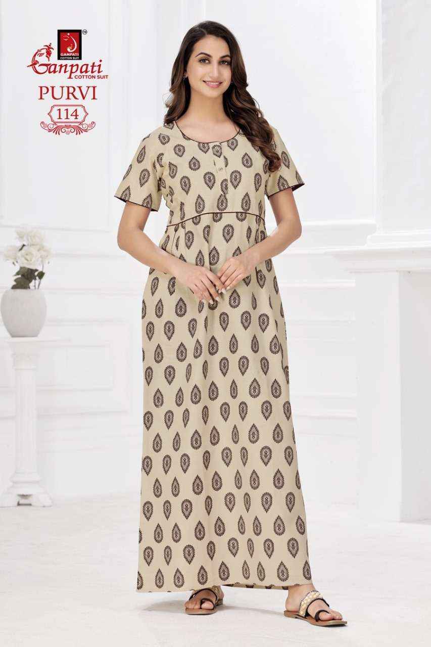 Ganpati Purvi Vol-1Pure Cotton Night Gown ( 20 Pcs Catalog )