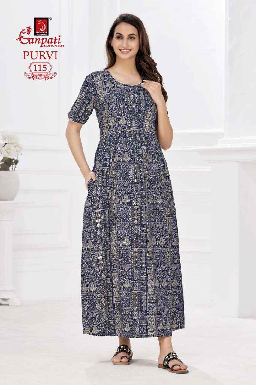 Ganpati Purvi Vol-1Pure Cotton Night Gown ( 20 Pcs Catalog )