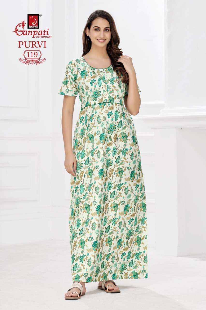 Ganpati Purvi Vol-1Pure Cotton Night Gown ( 20 Pcs Catalog )