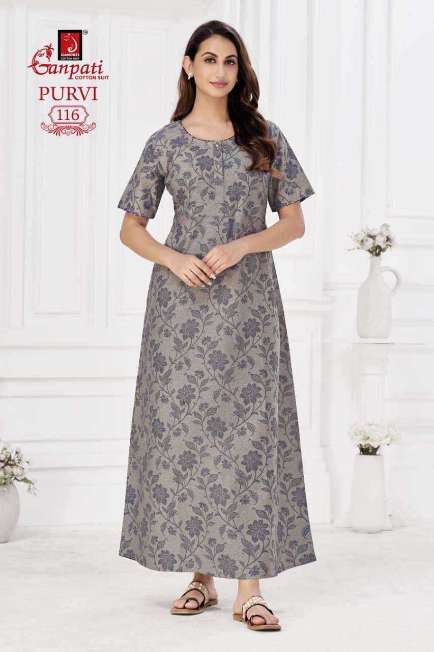 Ganpati Purvi Vol-1Pure Cotton Night Gown ( 20 Pcs Catalog )