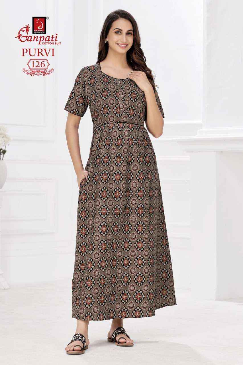 Ganpati Purvi Vol-1Pure Cotton Night Gown ( 20 Pcs Catalog )